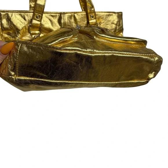 Y2K Gold Metallic Large Tote Cargo Bag - Picture 4 of 6